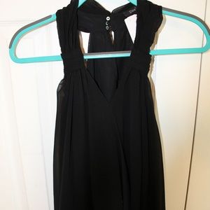 black high collared blouse